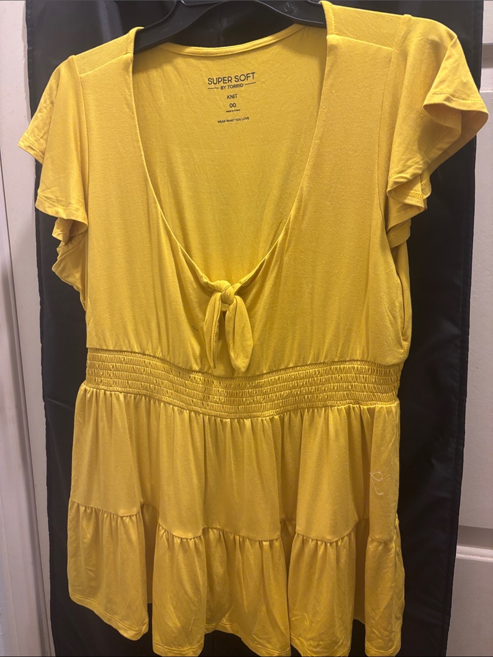 torrid Bright Yellow Tie-Front Ruffle Tunic